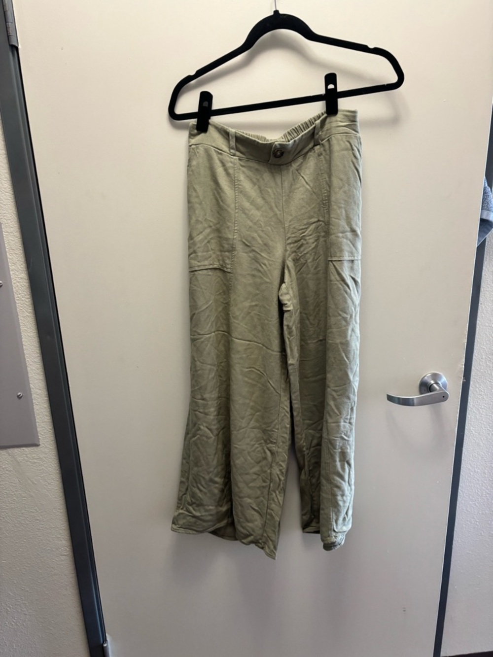 Light Sage cotton/linen Wide-Leg Pants